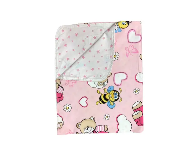 Paturica din panza de bumbac Junior Ursi cu albine roz