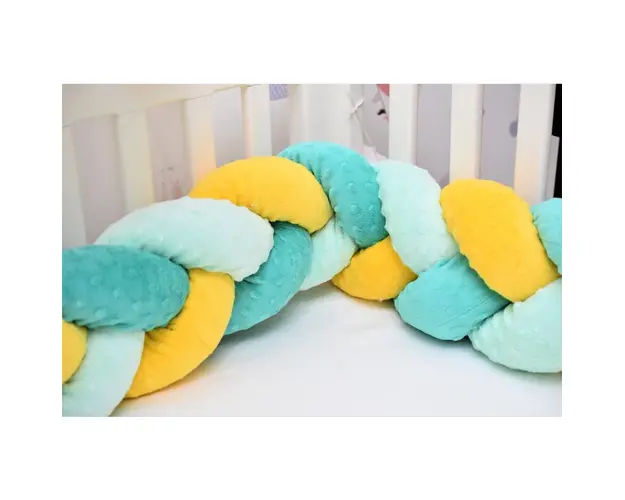 Aparatori impletite plus minky verde menta, turquoise si galben 240 cm