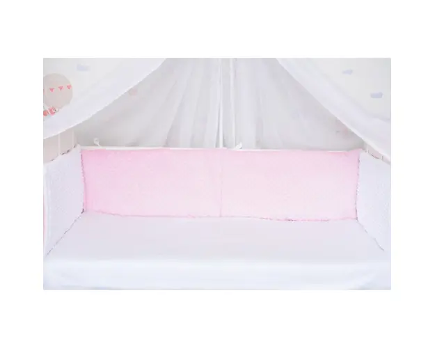 Set complet aparatori groase clasic minky alb roz 360 cm