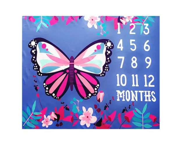 Paturica Milestone subtire pentru fotografii memorabile Fluture mov Drool