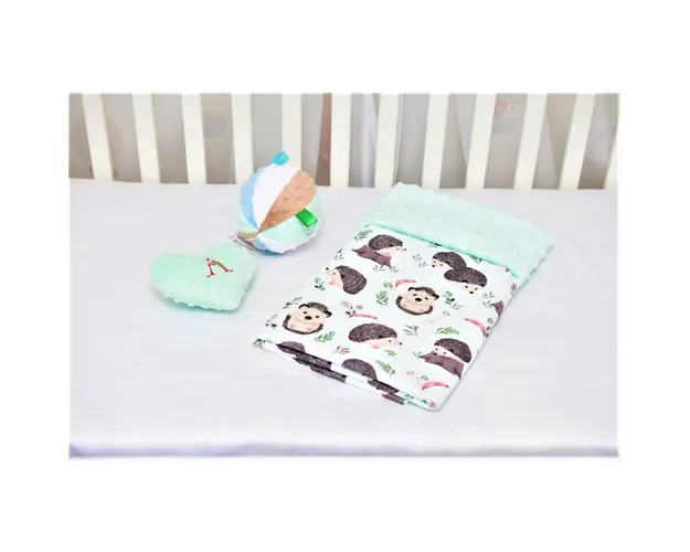 Paturica model arici si plus minky verde menta 80x100 cm