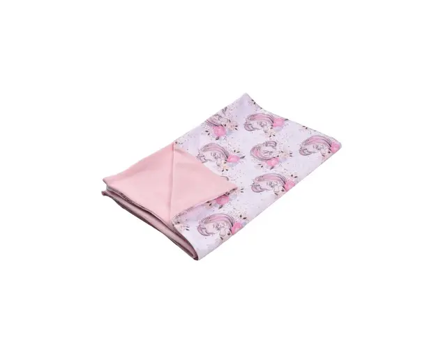 Paturica soft minky cu bumbac model unicorni
