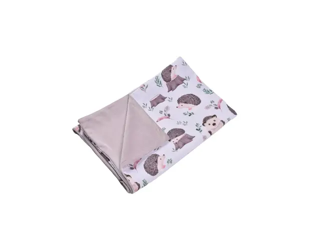 Paturica soft minky gri cu bumbac model arici