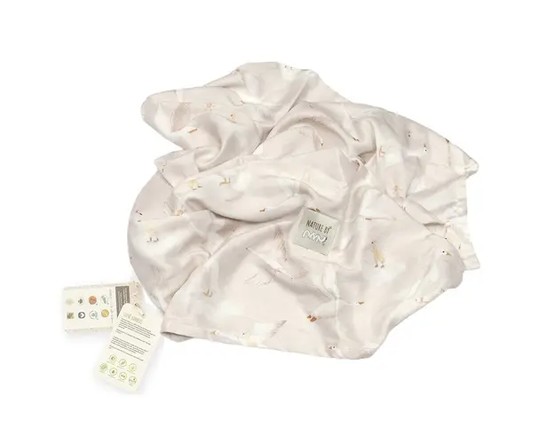 Paturica usoara pentru copii Nature Bamboo by Amy din bambus, Gasca Bej, 75x75cm