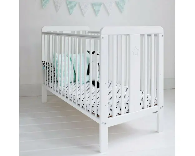 Patut din lemn pentru bebe, inaltime saltea reglabila, Star Baby Alb 120x60 cm