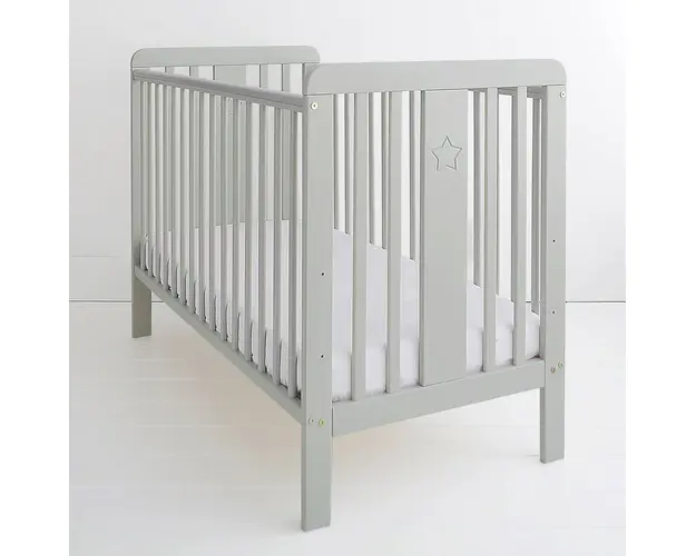 Patut din lemn pentru bebe, inaltime saltea reglabila, Star Baby Gri 120x60 cm