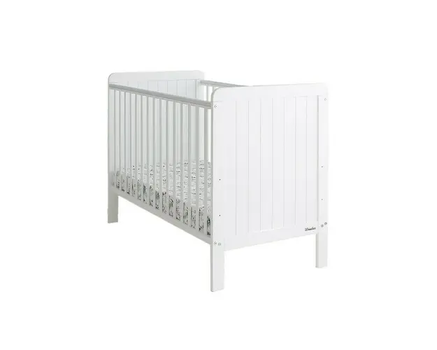 Woodies - Patut Bebe Din Lemn Masiv Country Alb , 120cm x 60