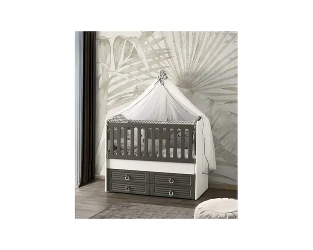 Patut cu leganare si lat. culisabila MyKids Olivia Alb Gri 130x70