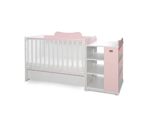 Patut modular multifunctional, 5 confirgurari diferite, 190 x 72 cm, Multi, White Orchid Pink