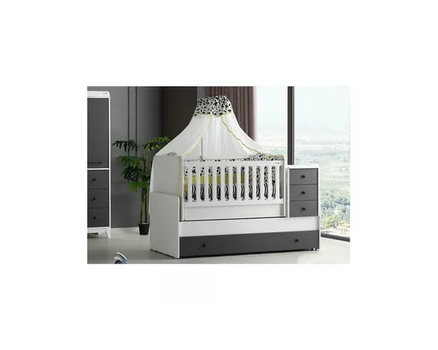 Patut transformabil MyKids Olivia Alb Gri-Inchis 180x80