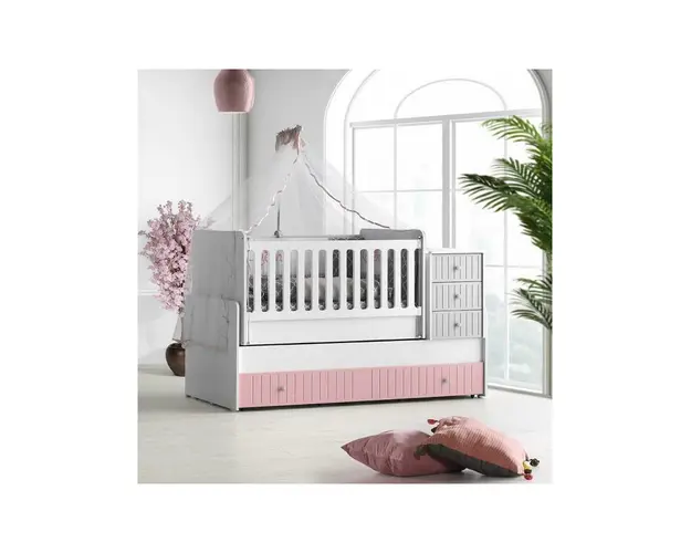 Patut transformabil MyKids Sofia Alb Roz 180x80