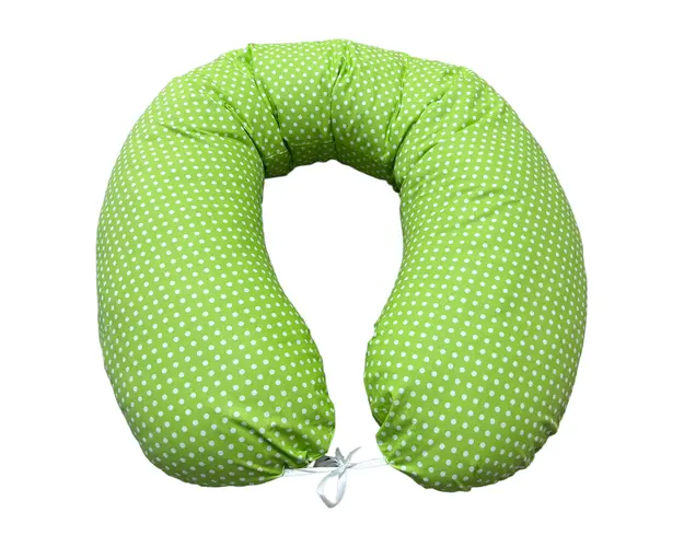 Perna de gravide alaptare si antireflux cu husa detasabila Deseda tip Cornulet Buline pe verde