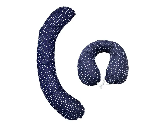 Perna de gravide alaptare si antireflux cu husa detasabila Deseda tip Cornulet Stelute pe bleumarin