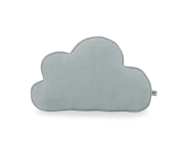 Perna decorativa din bumbac velur, moale, sub forma de Nor, 40 x 30, Sparrow, Cloud, Grey