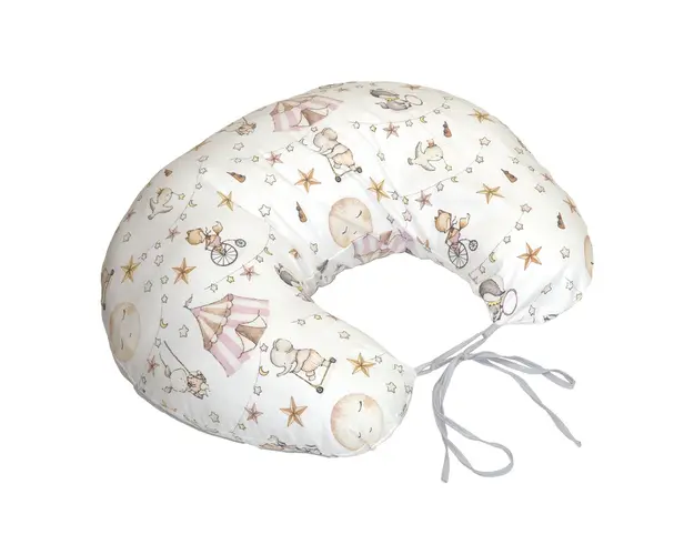 Perna pentru gravide si alaptare, husa detasabila din bumbac 100% si umplutura antialergica BabySoft , Circ Roz, Amy
