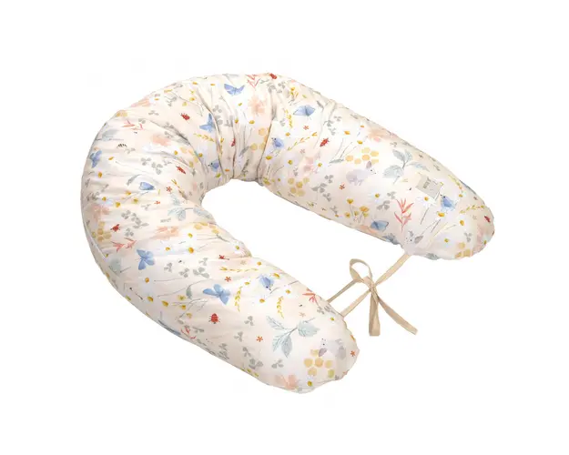 Perna pentru gravide si alaptare, husa detasabila din bumbac 100% si umplutura antialergica BabySoft , Lunca Bej, Amy