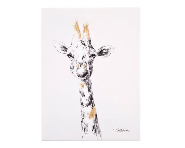 Pictura in ulei Childhome 30x40 cm, Girafa cu detalii aurii