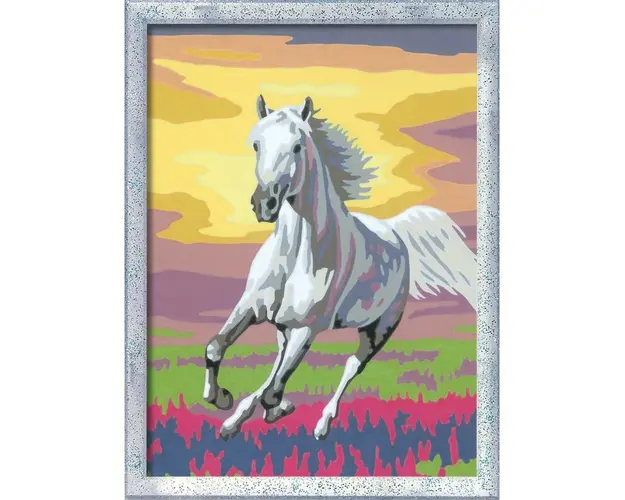 Pictura pe numere, Ravensburger, Calut la apus, Include acuarele, plansa de pictat cu numere, pensula si palete pentru culori, 9 ani+, Multicolor