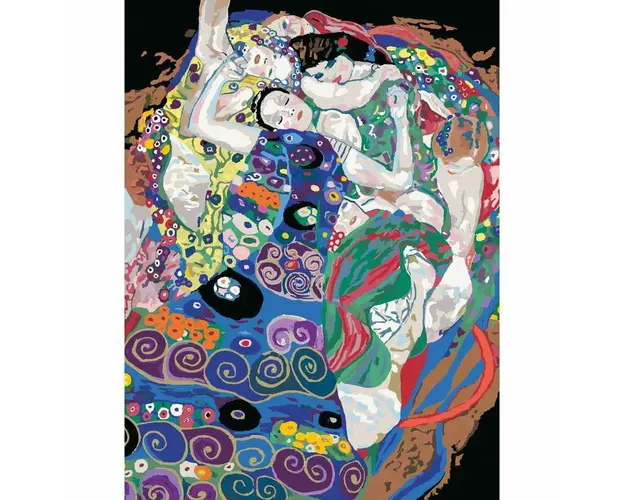 Pictura pe numere, Ravensburger, Klimt Fecioara, Include acuarele, plansa de pictat cu numere, pensula si palete pentru culori, 9 ani+, Multicolor