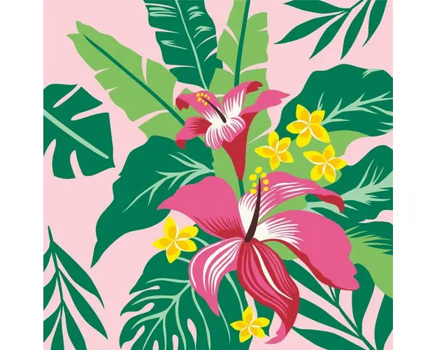 Pictura pe numere, Ravensburger, Plante tropicale, Include acuarele, plansa de pictat cu numere, pensula si palete pentru culori, 7 ani+, Multicolor