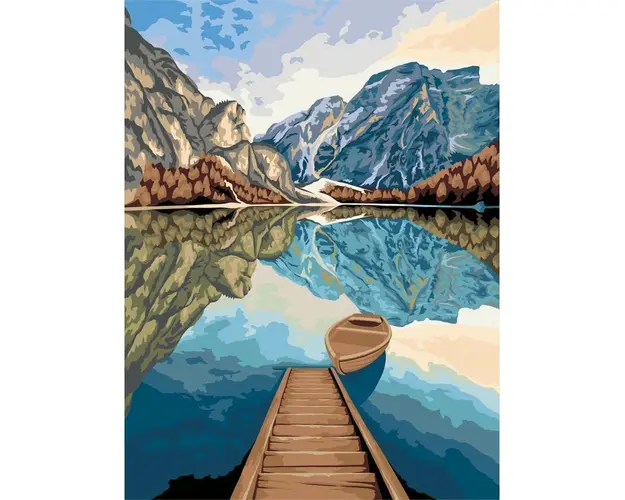 Pictura pe numere, Ravensburger, Lac, Include acuarele, plansa de pictat cu numere, pensula si palete pentru culori, 9 ani+, Multicolor