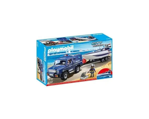 Playmobil - Camion De Politie Cu Barca