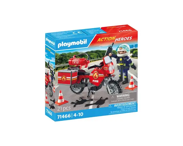 Playmobil-MOTOCICLETA DE POMPIERI LA LOCUL ACCIDENTULUI