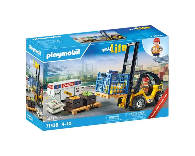 Stivuitor, Playmobil, My life, Cu marfa, 40 piese, 4 ani+, Multicolor
