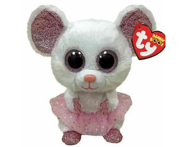 TY - Jucarie din plus Soricel balerina, 24 cm, Alb