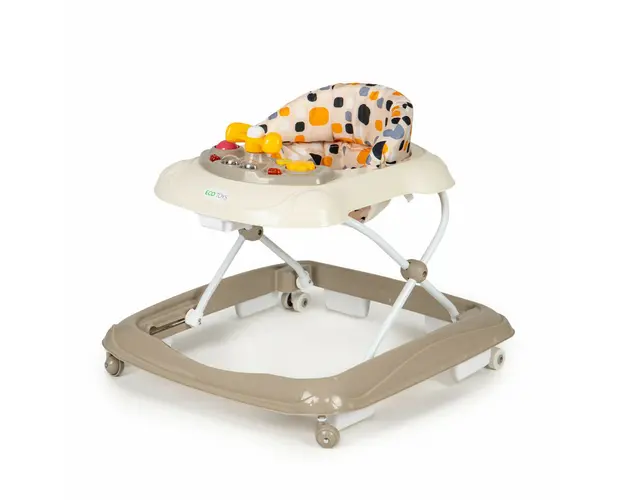 Premergator interactiv pentru copii, Ecotoys, 2 in 1, impingator educativ, Beige