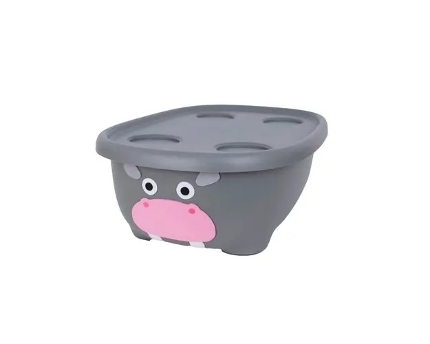 Cadita de Baie cu Suport si Capac Hipopotam Gri