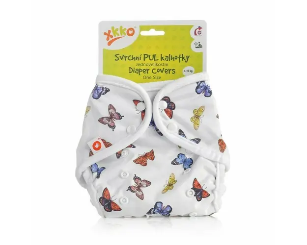 Xkko - Accesoriu Protectie impermeabila scutece textile , Butterflies din Poliester, 4-15 Kg