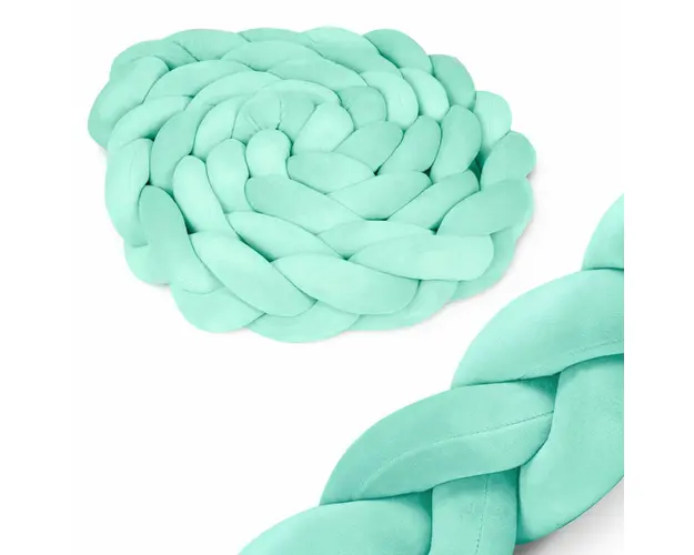 Protectie impletita pentru patut copii, 300 cm, Ricokids, Mint