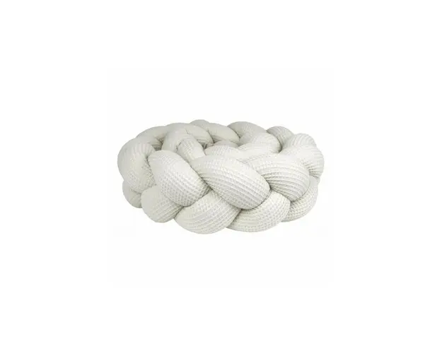 Protectie impletita pentru patut copii, din Bumbac, cu Textura de Vafa, Koell, Bej, 300 cm