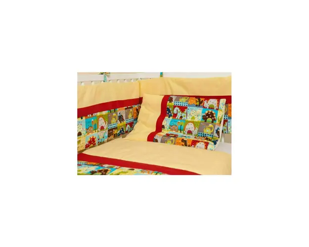 Kidsdecor - Protectie jumatate patut 60 x 120 cm Dinozauri cu galben