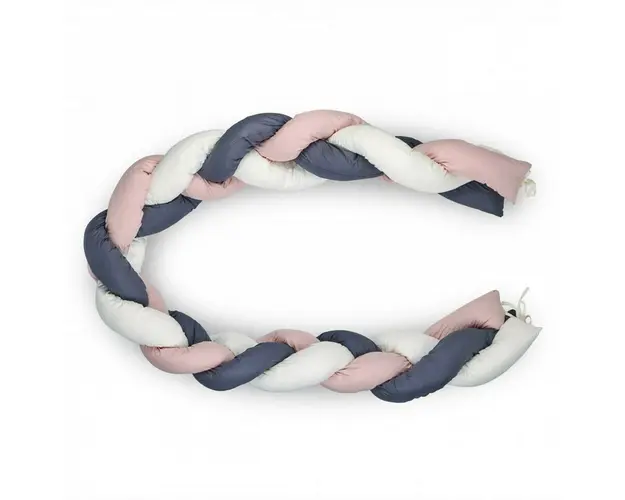 Protectie laterala bumper impletit BabyJem (Culoare: Bleu)