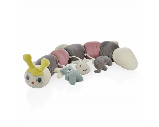 Protectie laterala multifunctionala cu jucarii din plus BabyJem Caterpilar (Culoare: Roz)