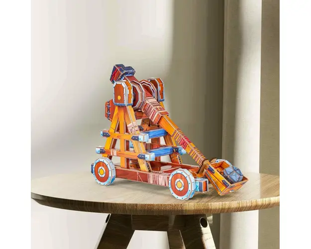 Puzzle 3D, Cubic Fun, Catapulta, 84 piese, Cu brosura in limba romana, 8 ani+, Multicolor