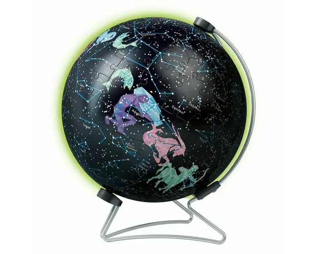 Puzzle 3D, Ravensburger, Glob, Lumineaza in intuneric, 180 piese, 6 ani+, Multicolor