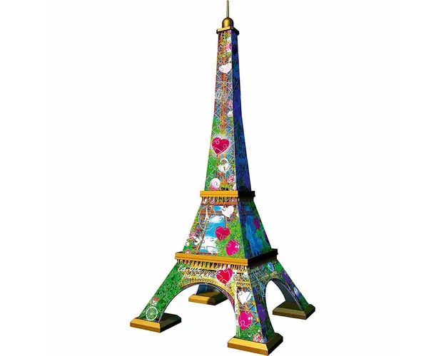 Puzzle 3D Turnul Eiffel Cu Inimioare, 216 Piese