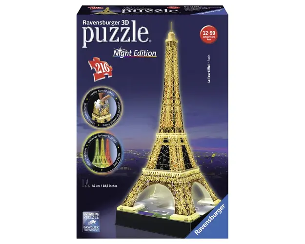 Puzzle 3D Turnul Eiffel Noaptea, 216 Piese