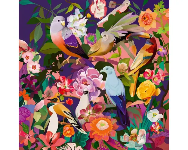 Puzzle animale, Ravensburger, Pasari si flori, 750 piese, 12 ani+, Multicolor