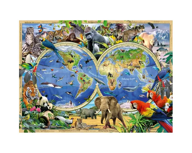 Puzzle Animalele Lumii, 100 Piese