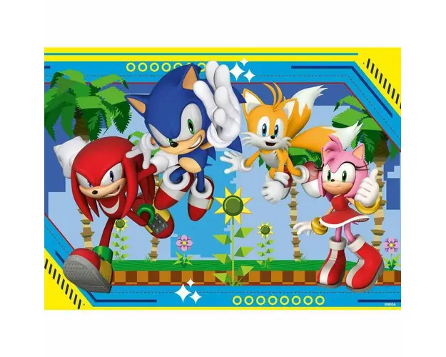 Puzzle personaje, Ravensburger, Ariciul Sonic, 100 piese, 6 ani+, Multicolor