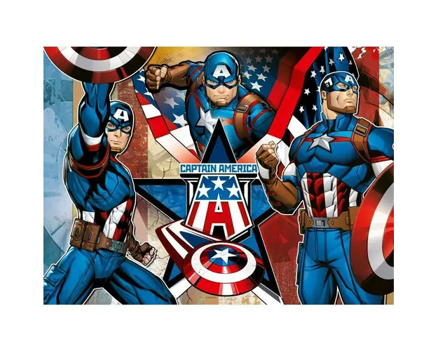 Puzzle personaje, Ravensburger, Capitanul America, 100 piese , 6 ani+, Multicolor