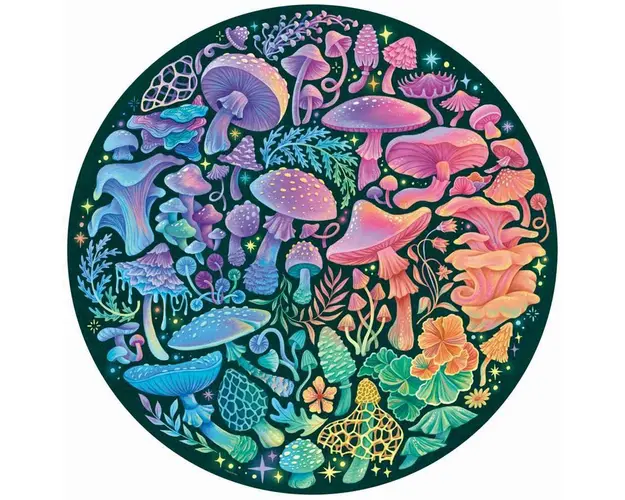 Puzzle rotund, Ravensburger, Ciuperci, 500 piese, 12 ani+, Multicolor