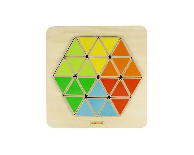 Panou educativ creativ Hexagon colorat, din lemn, +3 ani, Masterkidz