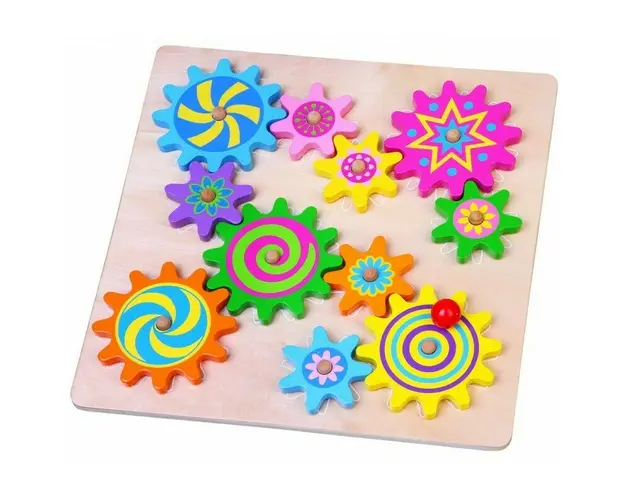 Viga - Puzzle din lemn Roti dintate , Puzzle Copii, piese 11