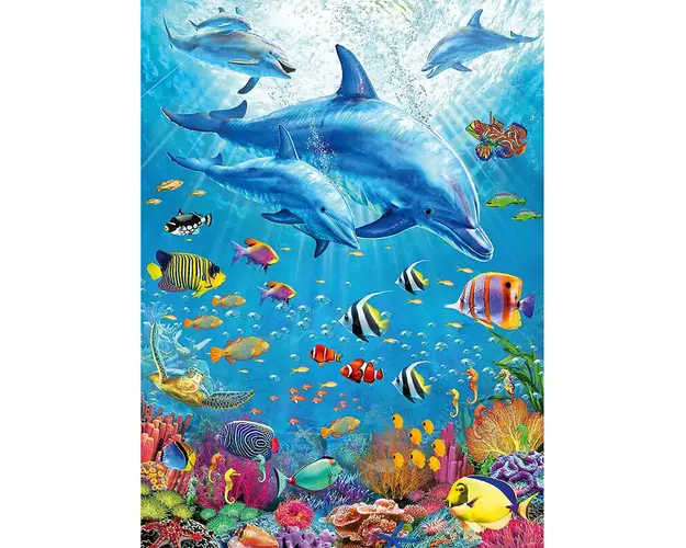 Puzzle Delfini Si Pesti, 100 Piese