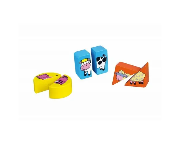 Viga - Puzzle din lemn Cuburi cu animale , Puzzle Copii, piese 18